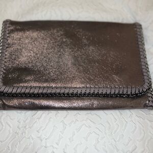 NWOT Phase 3 Metallic Pewter crossbody bag 24” chain